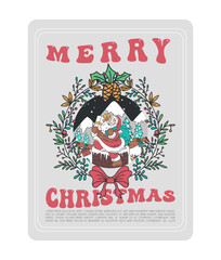 Merry Christmas and happy new year greeting card with cute Santa Claus