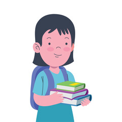 little schoolgirl with books