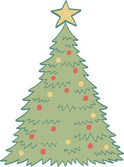 Hand drawn Chirstmas tree illustration.