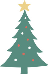 Hand drawn Chirstmas tree illustration.
