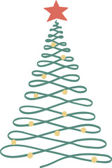 Abstract Hand drawn Chirstmas tree illustration.