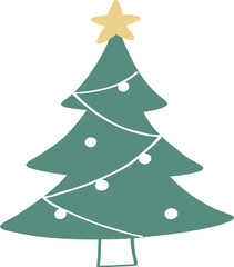 Hand drawn Chirstmas tree illustration.