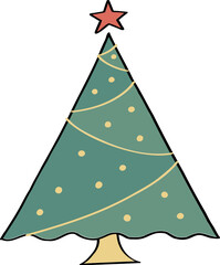 Hand drawn Chirstmas tree illustration.
