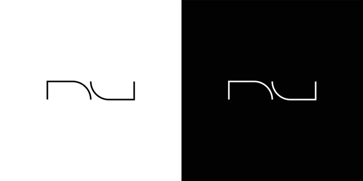 Simple and modern letter NU initials logo design