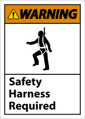 Warning Safety Harness Required Sign On White Background