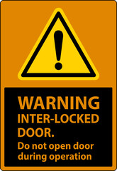 Obraz premium Safety sign warning Interlock doors do not open door during operation.