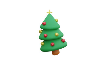 Tree christmas icon isoled white backgroung. 3d rendering