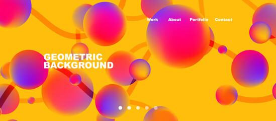 Network concept, line points connections geometric landing page background.