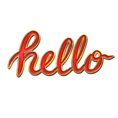 hello hand lettering text enamel pin ornament