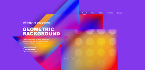 Geometric elements - squares and triangles composition background.