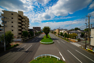Fototapeta na wymiar A empty urban street in Tokyo wide shot