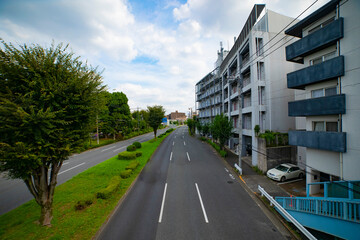 Obraz na płótnie Canvas A empty urban street in Tokyo wide shot