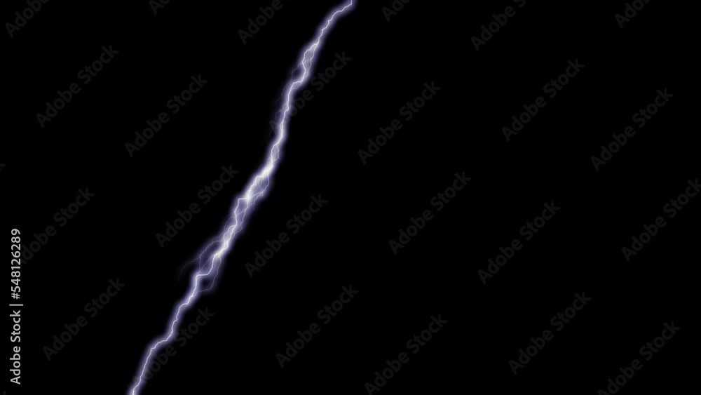 Poster lightning strikes on black background - stunning lightning in storm and clouds - 3d seamless loop 4k