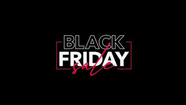 black friday graphic element. Sleek black friday banner design 4k animation. sales shopping social media background. Keyable. Red sales box and handwritten sale text.
