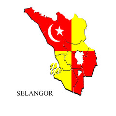 Selangor map vector illustration. Malaysian city. State in Malaysia