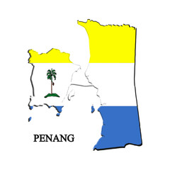 Penang map vector illustration. Malaysian city. State in Malaysia