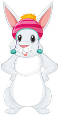 Cute white rabbit cartoon character