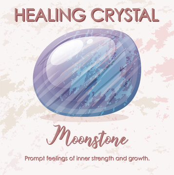 Moonstone gemstone with text
