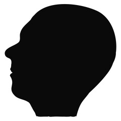 Silhouette of man head in profile isolated on white background. Design element.