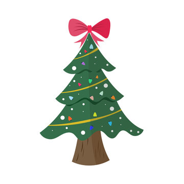 Christmas tree decorated xmas trees winter , Flat Modern design , illustration Vector EPS 10