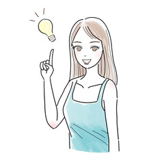 問題解決した若い女性のイラスト