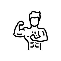 Black line icon for strength