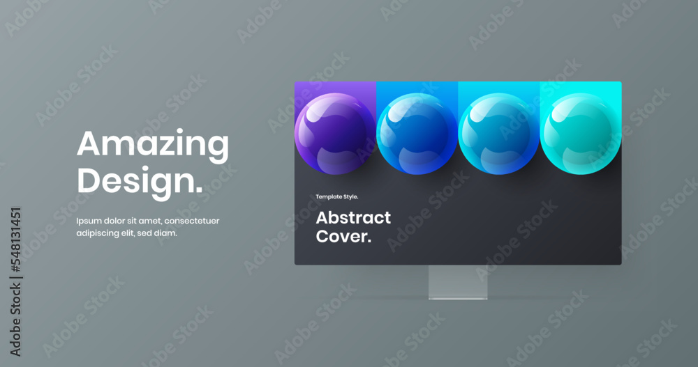 Wall mural minimalistic landing page design vector layout. isolated computer display mockup website screen conc