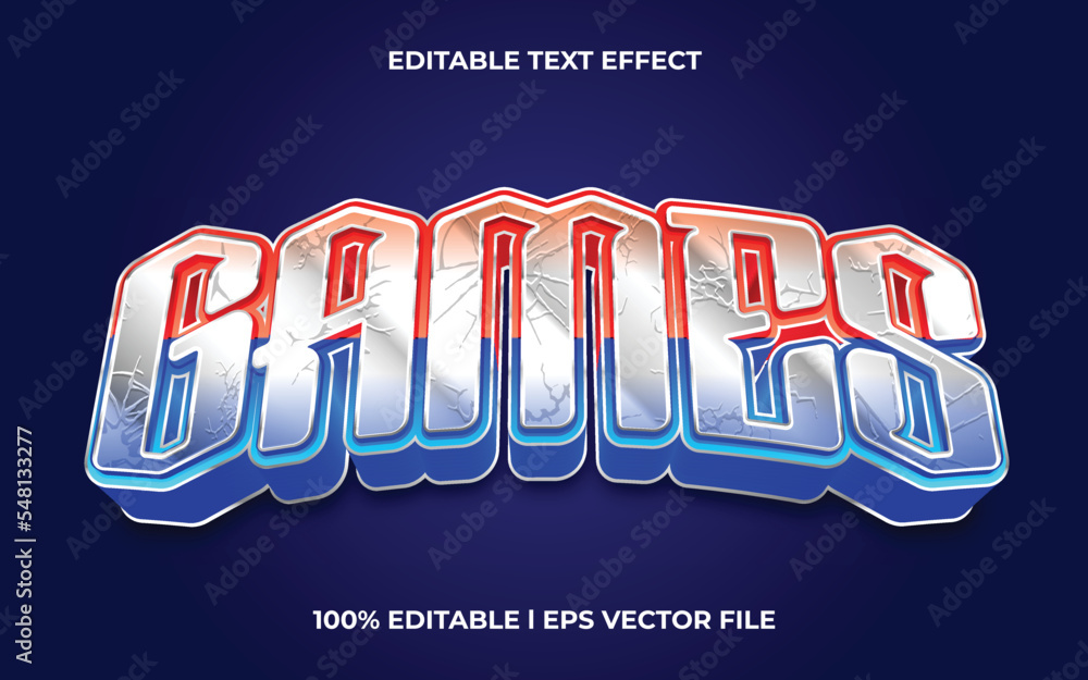 Aufkleber games text effect editable modern lettering typography font style, trendy 3d text for game