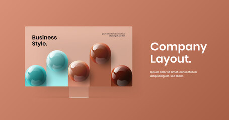 Creative desktop mockup presentation layout. Bright web banner vector design illustration.