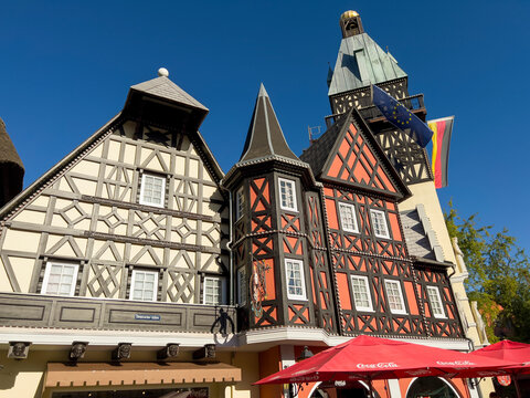 The beautiful half-timbered buildings in Germany.
