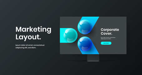 Creative computer monitor mockup site screen layout. Unique banner design vector illustration.