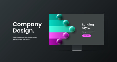 Unique computer monitor mockup site screen concept. Simple banner design vector layout.