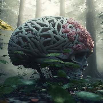 Brain synthetic trees. Illustration about the brain. Made by AI.