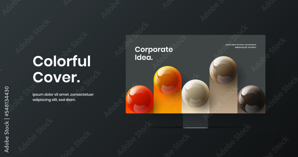 Wall mural original computer display mockup presentation layout. colorful landing page design vector template.