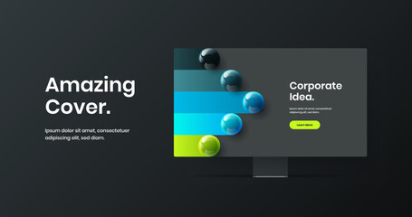 Clean landing page design vector illustration. Modern computer monitor mockup site layout.