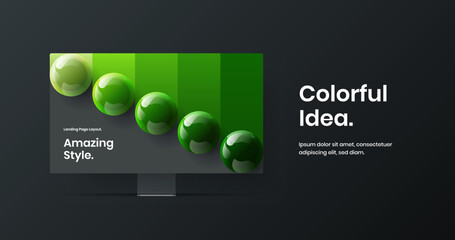 Vivid monitor mockup presentation concept. Unique web project vector design template.