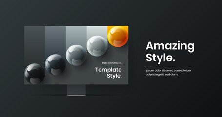 Vivid computer display mockup web banner illustration. Simple website screen design vector template.