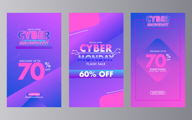 Cyber ​​monday sale social media story template design collection