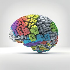 Brain Fusion Building Blocks. Illustration about the brain. Made by AI.