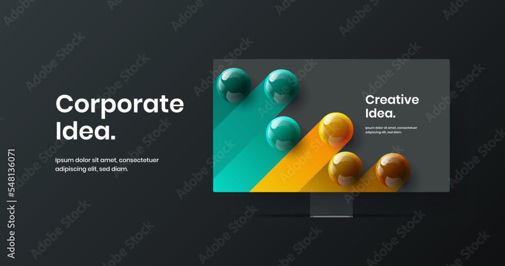 Wall mural unique computer monitor mockup website layout. simple landing page design vector illustration.