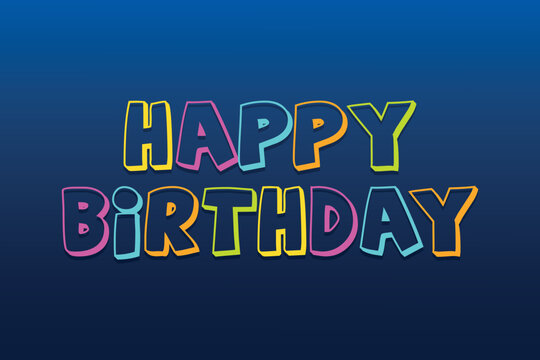Happy Birthday colorful typography on dark background