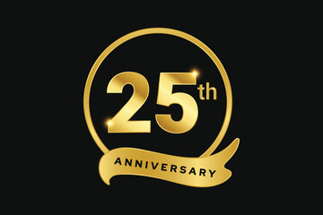Golden 25th anniversary ribbon with banner design.