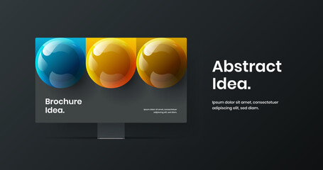 Abstract monitor mockup presentation concept. Unique site vector design layout.
