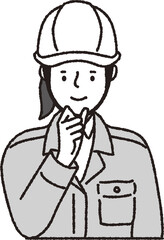 ヘルメット作業着姿の女性_なるほど