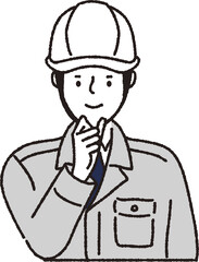 ヘルメット作業着姿の男性_なるほど