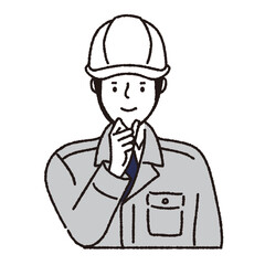 ヘルメット作業着姿の男性_なるほど