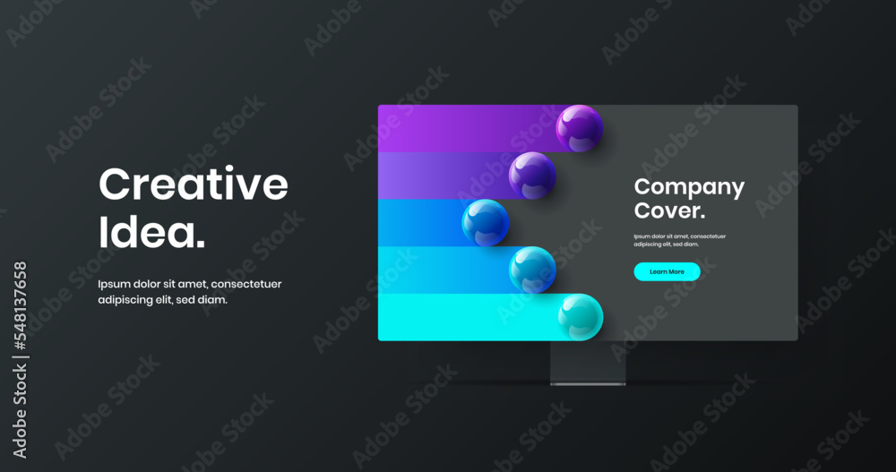 Wall mural abstract landing page design vector layout. modern computer monitor mockup site screen illustration.