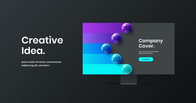 Abstract landing page design vector layout. Modern computer monitor mockup site screen illustration.