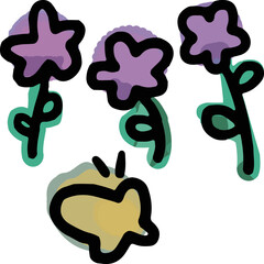 お花とちょうちょのほんわかイラスト