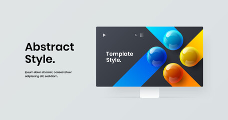 Original monitor mockup presentation layout. Simple website screen design vector concept.